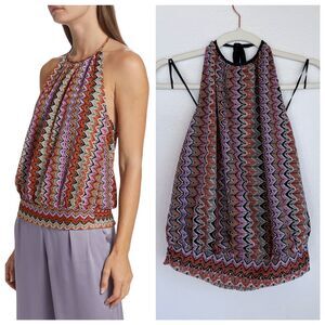 NWT Ramy Brook Adda Zig Zag Open Knit Halter Top in Soho Multi Size Medium